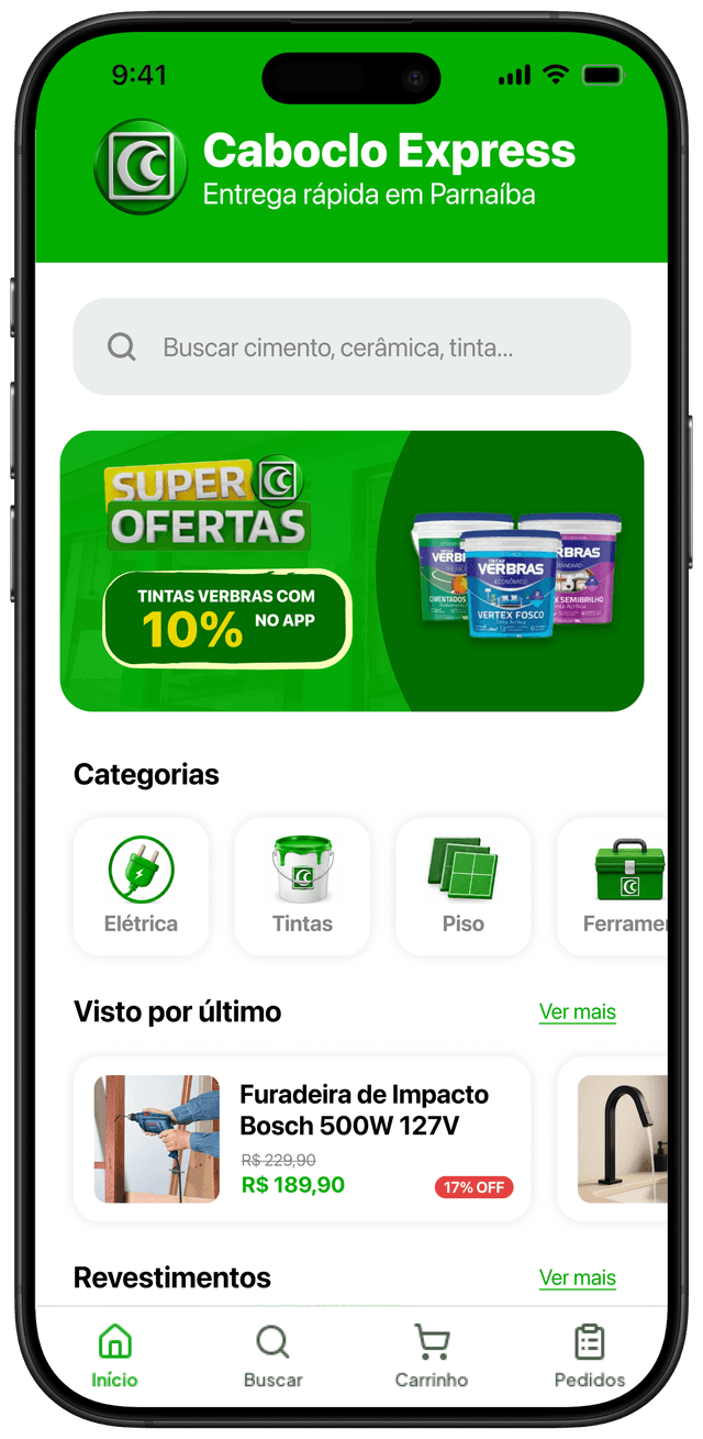Aplicativo Caboclo Express no celular